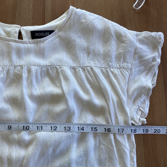 Roolee Babydoll Dress Size XS Tiered Mini Dress Beige Short Sleeve Cottagecore - Picture 14 of 15